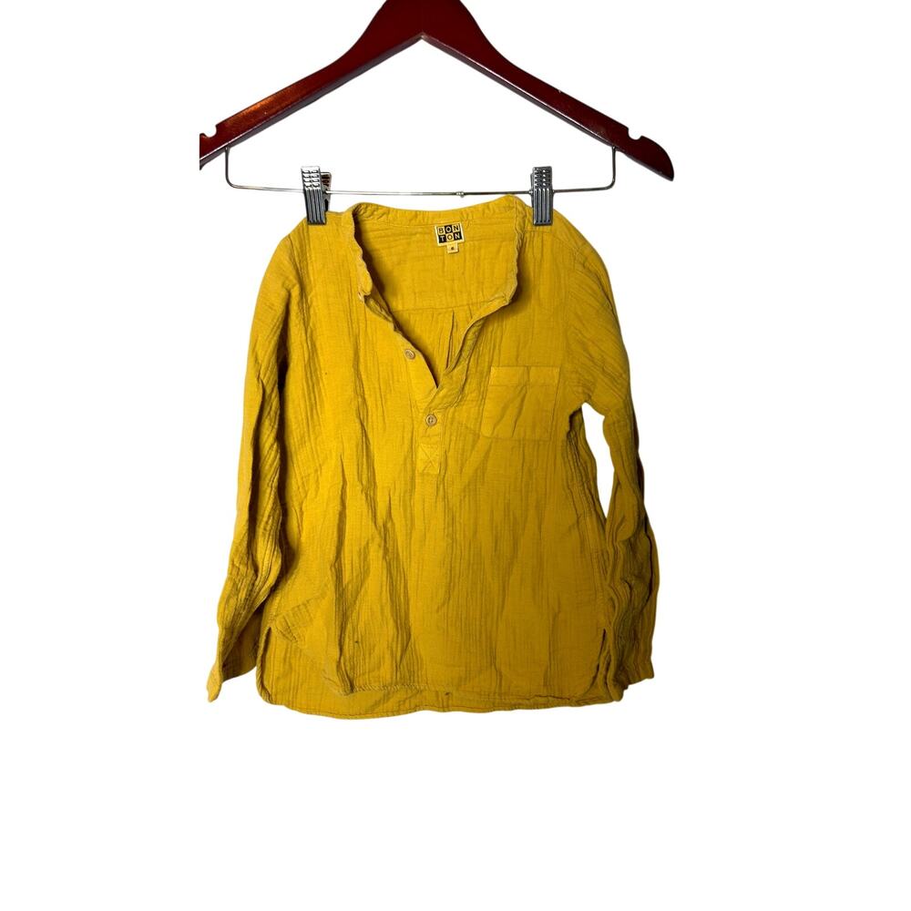 BonTon unisex 100% cotton mustard yellow muslin top sz 6yo
